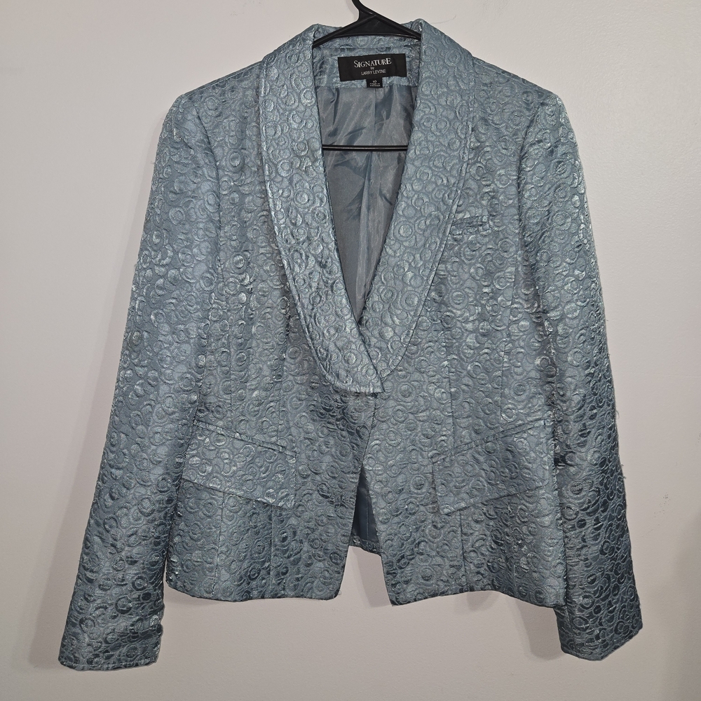 V#5 Signature By Larry Levine Size 10‎ Blue Textured Blazer